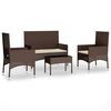 vidaXL Set Mobili da Giardino 4 pz con Cuscini in Polyrattan Marrone