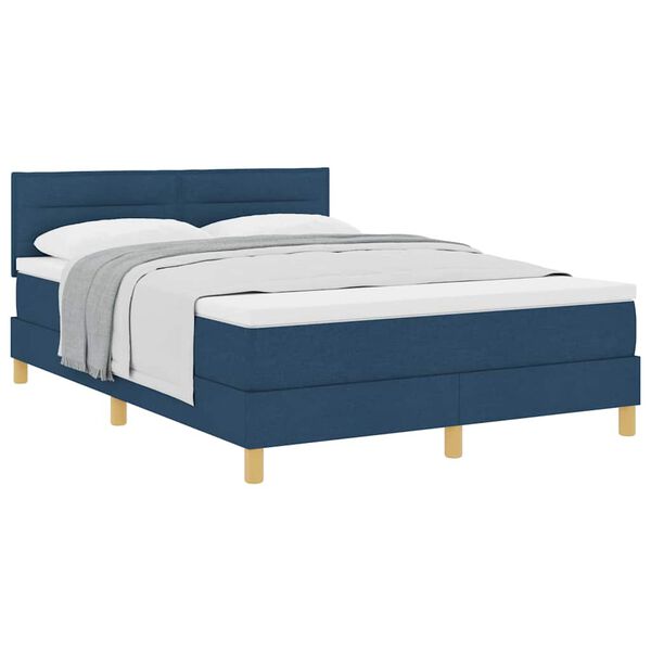 vidaXL Letto box spring con materasso Blu 140 x 190 cm Tessuto