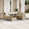 vidaXL Set Divani da Giardino 7 pz con Cuscini Beige in Polyrattan