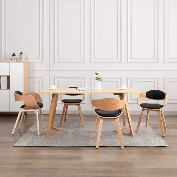 vidaXL Sedie da Pranzo 4 pz in Legno Curvato e Similpelle