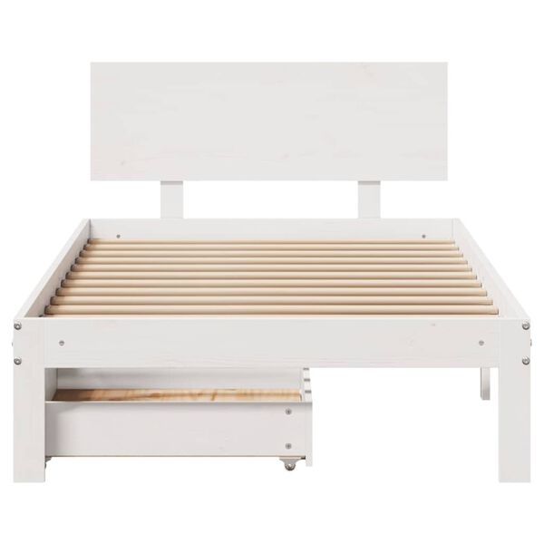 vidaXL Giroletto con Cassetti Bianco 100x200 cm Legno Massello di Pino