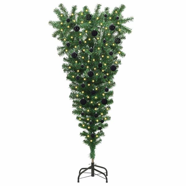 vidaXL Albero di Natale artificiale pre-illuminato rovesciato con set di palline