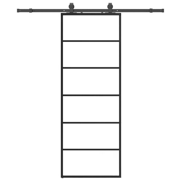 vidaXL Porta Scorrevole con Ferramenta Nera 76x205 cm in Vetro ESG