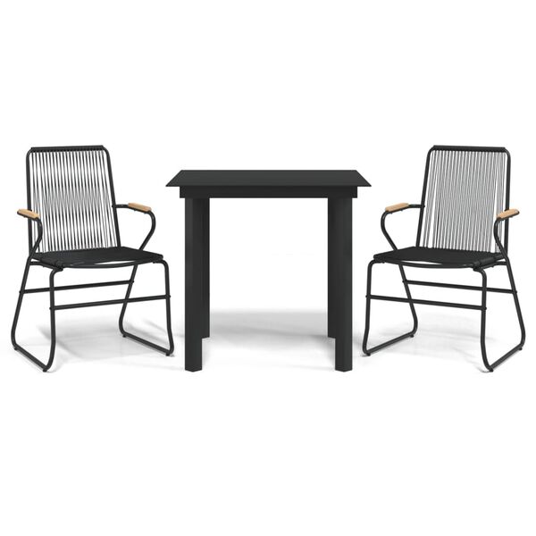 vidaXL Set da Pranzo da Giardino 3 pz Nero in Rattan PVC