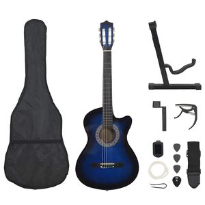 vidaXL Set Chitarra Classica Western 12 pz con 6 Corde Blu 38"