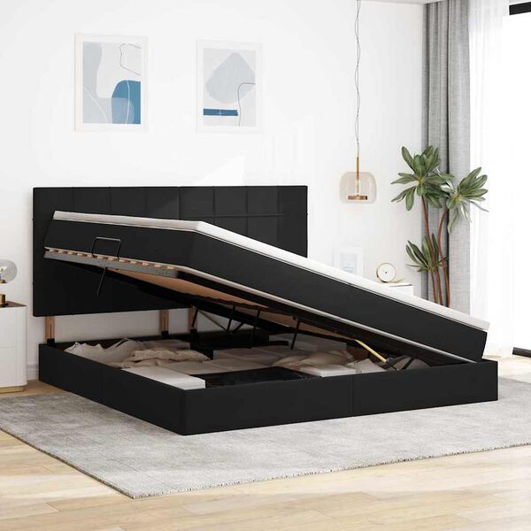 vidaXL Letto con contenitore e LED con led Nero 200 x 200 cm Velluto