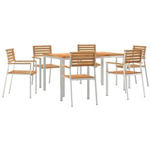 vidaXL Setdapranzodagiardino 7 pcs Marrone Teak solido