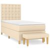 vidaXL Giroletto a Molle con Materasso Crema 100x200 cm in Tessuto