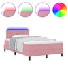 vidaXL Letto a Sorgente LED con materasso Rosa 120 x 190 cm Velluto
