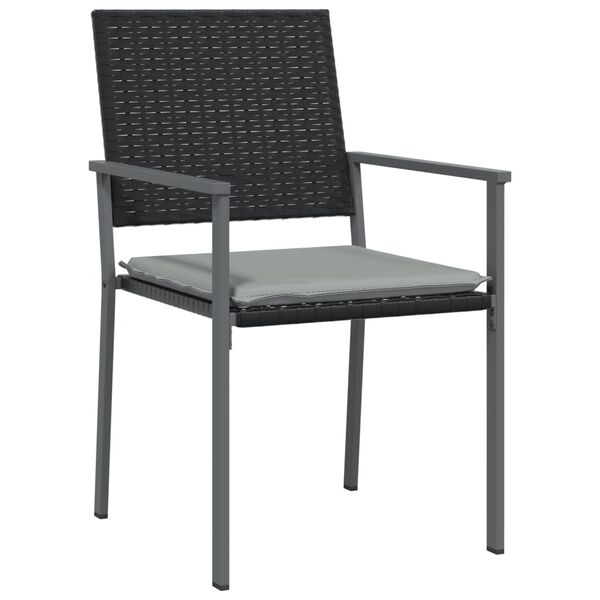 vidaXL Sedie da Giardino con Cuscini 2pz Nere 54x62,5x89 cm Polyrattan