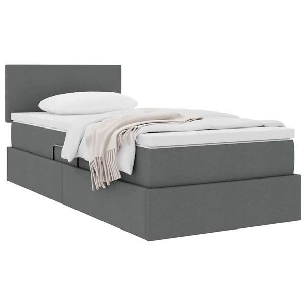 vidaXL Letto con contenitore e materasso Grigio scuro 90 x 200 cm