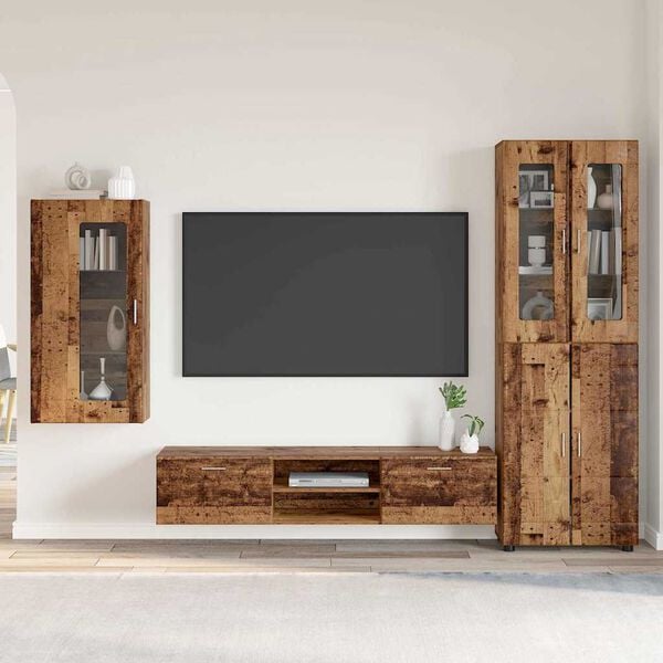 vidaXL Set mobile TV con porta FLORIN Legno vecchio Legno multistrato
