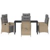 vidaXL Set da Pranzo per Giardino con cuscino 5 pcs Beige polyrattan