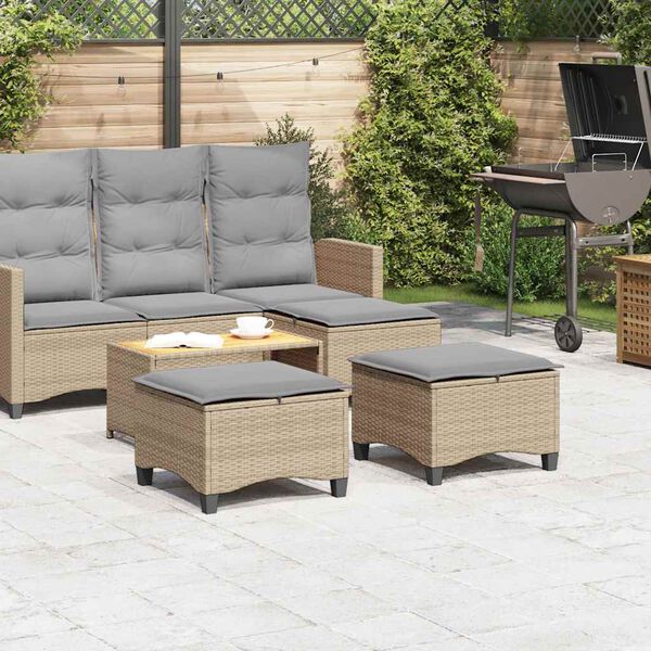 vidaXL Sgabelli Giardino con Cuscini 4pz Beige 55x55x36 cm Polyrattan