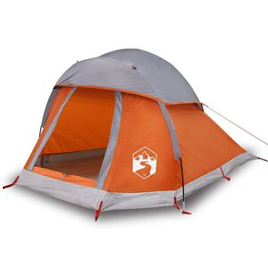 vidaXL Tenda Campeggio a Cupola 1Persona Grigia Arancione Impermeabile