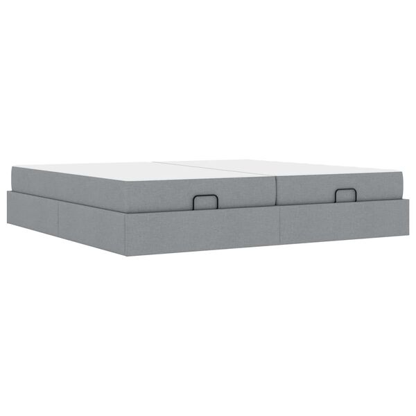 vidaXL Struttura letto con materasso 2 pcs Grigio chiaro Tessuto