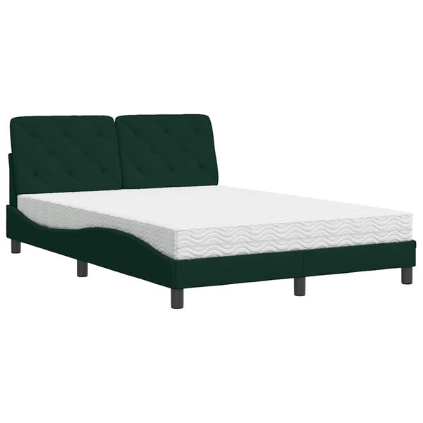 vidaXL Letto con Materasso Verde Scuro 120x200 cm in Velluto