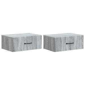 vidaXL Mobiletto da notte a muro 2 pz Grigio Sonoma 49 x 34,5 x 20 cm