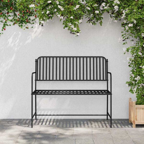 vidaXL Panchina da giardino Nero 104 x 54 x 93cm Acciaio