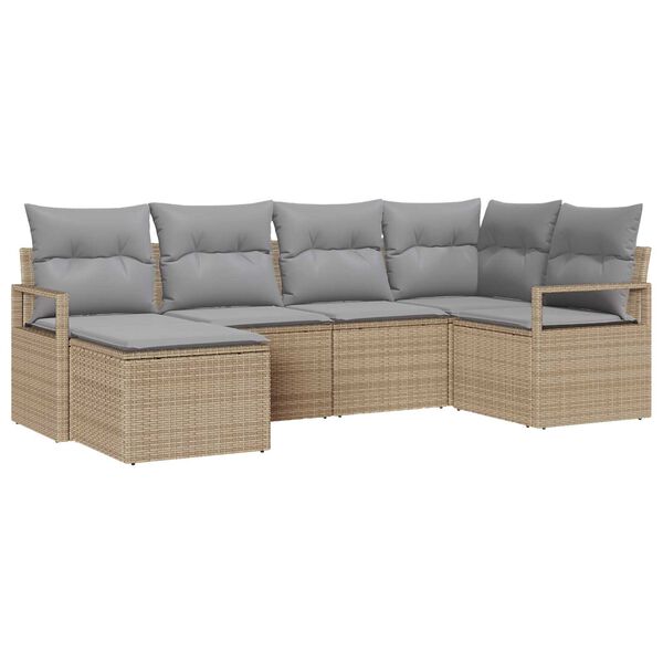 vidaXL Set di divani 6 pcs Beige e Grigio Chiaro polyrattan