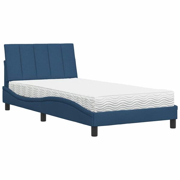 vidaXL Letto con Materasso Hanko Blu 100x200 cm in Tessuto