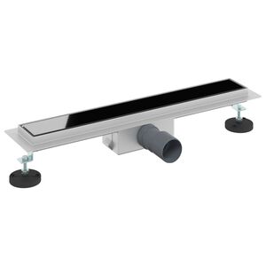 vidaXL Drenaggio doccia con copertura in vetro Nero 50 cm