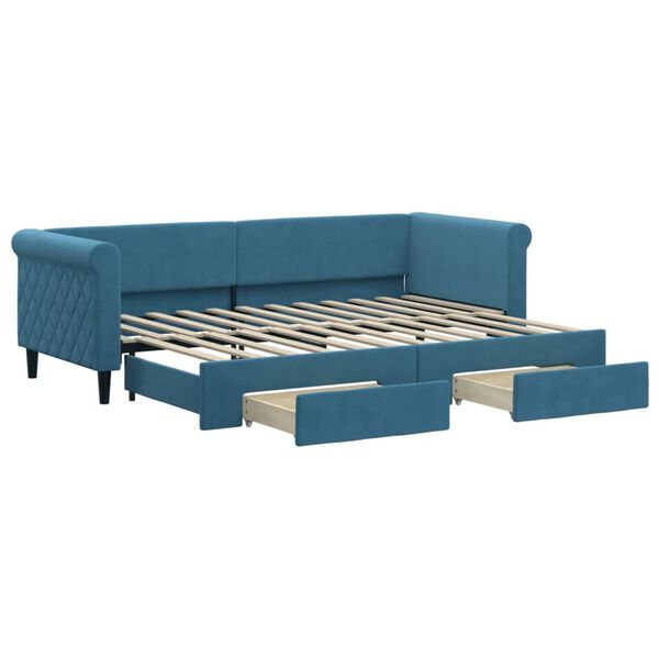 vidaXL Divano Letto Estraibile con Cassetti Blu 80x200 cm in Velluto