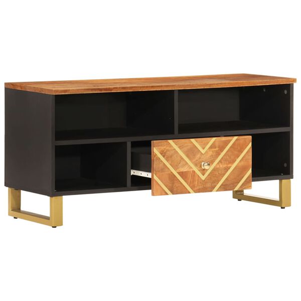 vidaXL Mobile Porta TV Marrone e Nero 100x33,5x46 cm in Legno di Mango