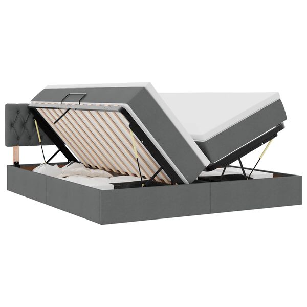 vidaXL Letto con Contenitore Grigio scuro 200 x 200 cm Pelle Sintetica