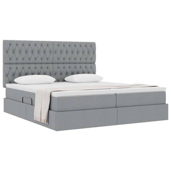 vidaXL Letto con Contenitore con materasso Grigio chiaro 200 x 200 cm