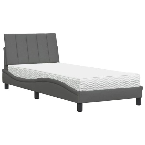 vidaXL Letto con Materasso Hanko Grigio Scuro 80x200 cm in Tessuto