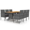 vidaXL Set da Pranzo per Esterni 7 pz in Polyrattan Grigio