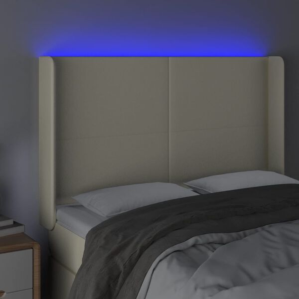 vidaXL Testiera a LED Crema 147x16x118/128 cm in Similpelle