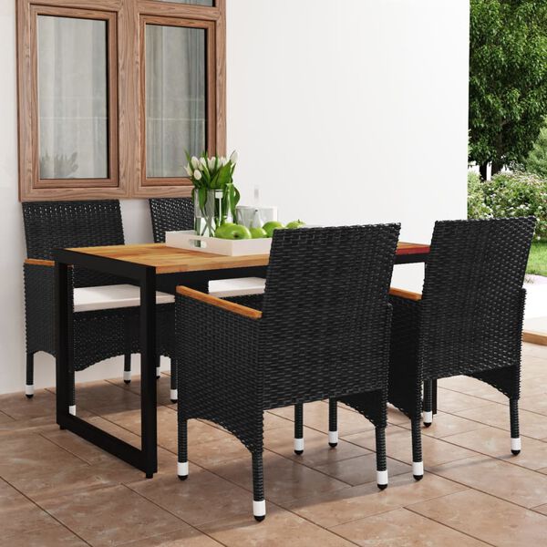 vidaXL Set Mobili da Pranzo per Giardino 5 pz Nero