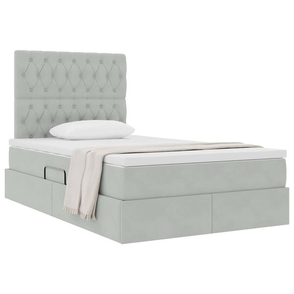 vidaXL Letto con contenitore e materasso Grigio chiaro 120 x 190 cm