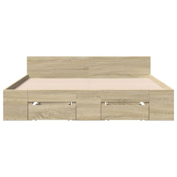 vidaXL Giroletto Cassetti Rovere Sonoma 140x200 cm Legno Multistrato