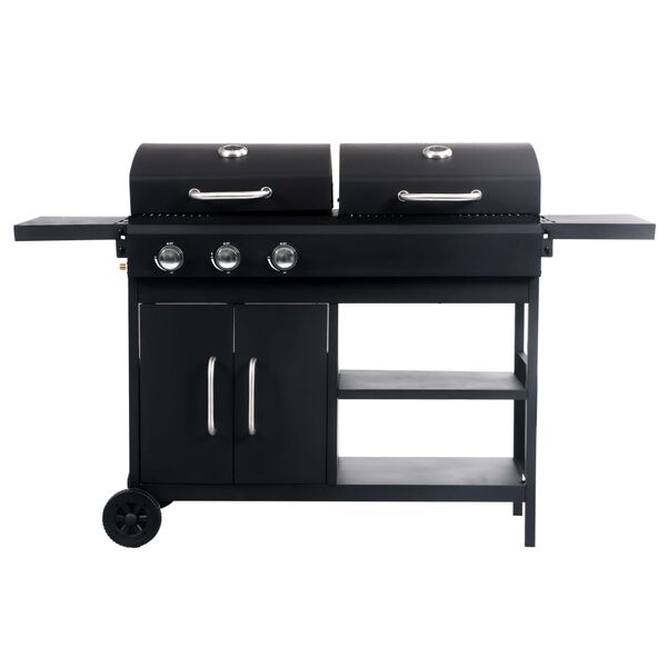 vidaXL Barbecue Combinato Carbone e Gas 3 Fuochi