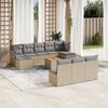 vidaXL Set Divano da Giardino 11 pz con Cuscini Beige Misto Polyrattan