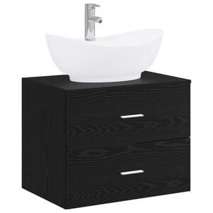 vidaXL Set di mobili per il bagno Rovere Nero Legno ingegnerizzato