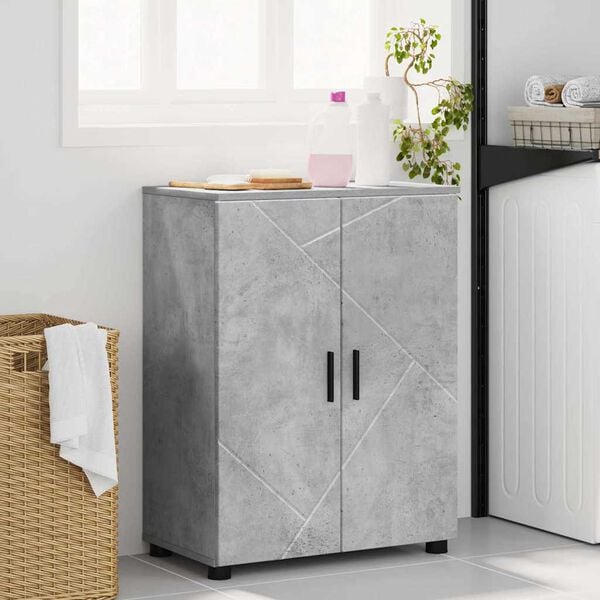 vidaXL Mobile da Bagno con porta Grigio cemento 60 x 35 x 80 cm