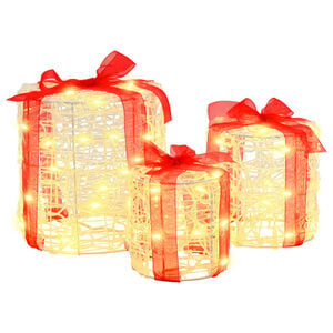 vidaXL Decorazione Scatola Regalo 3 pz Bianco caldo 20 x 20 x 21 cm