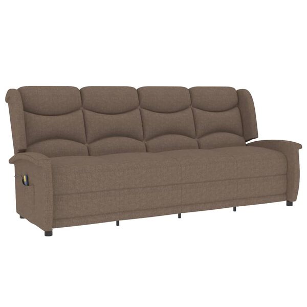 vidaXL Poltrona Massaggiante Reclinabile 4 Posti Tortora in Tessuto