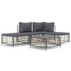 vidaXL Set Divani da Giardino 5 pz con Cuscini Antracite in Polyrattan