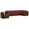 vidaXL Set Divani da Giardino 6 pz con Cuscini in Polyrattan Marrone