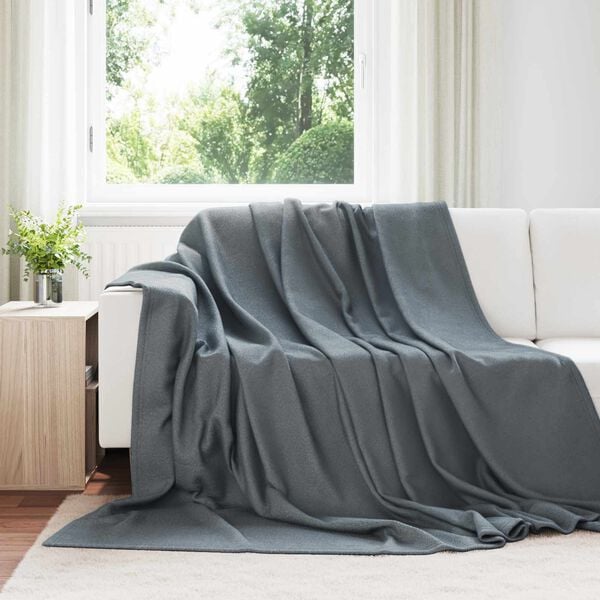 vidaXL Coperte da Pile 6 pcs Grigio scuro 270 x 240 cm Panno