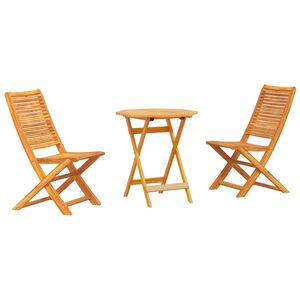vidaXL Set Bistro Pieghevole 3 pcs Marrone legno massello di acacia