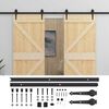 vidaXL Porta scorrevole 2 pcs Naturale e Nero Legno Massello di Pino