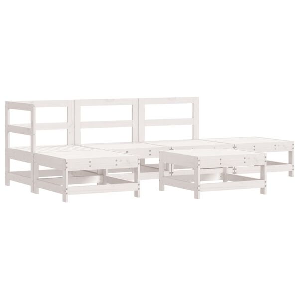 vidaXL Set Salotto da Giardino 6 pz Bianco in Legno Massello di Pino