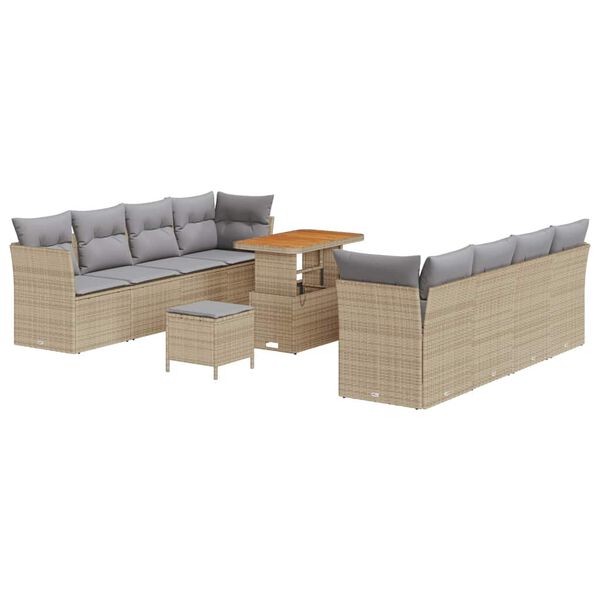 vidaXL Set Divano da Giardino 11 pcs Beige polyrattan