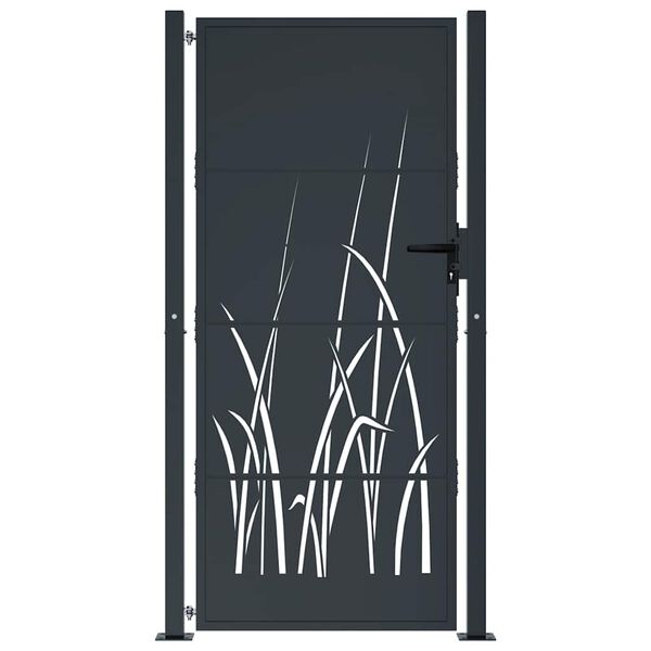 vidaXL Cancello da giardino antracite 100x175 cm in acciaio design erba